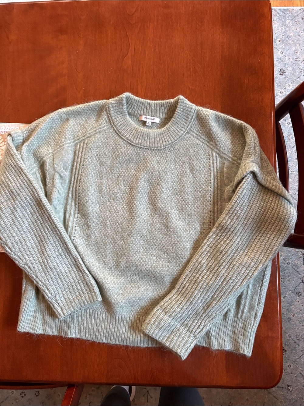 Madewell Mint Crewneck Textured Knit Sweater